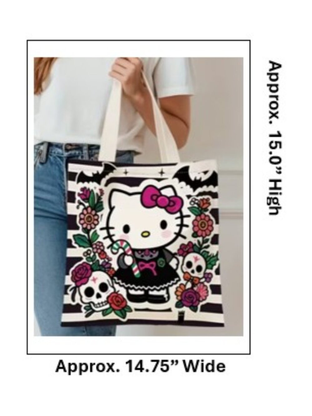 HELLO KITTY βDia de los Muertos Day of the Deadβ Shopping Tote Bag (NEW & CUTE!) - Picture 4 of 5